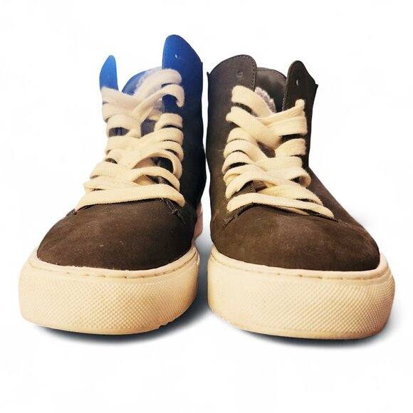 Sam Edelman Pence Faux Fur-Trim Suede High-Top Sneakers Size 8.5 - Picture 7 of 11
